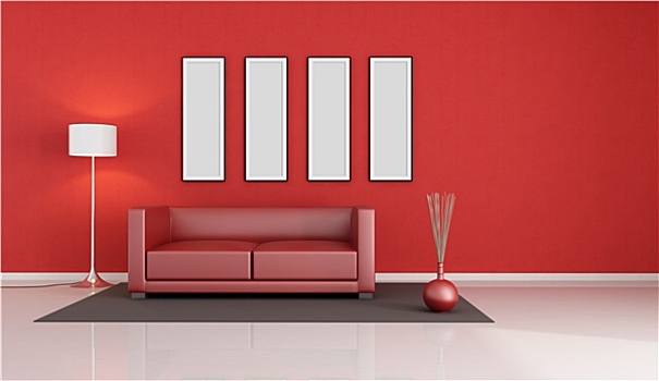 红色,现代,休闲沙发