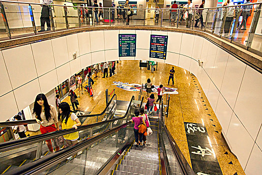 地铁,扶梯,乘客,新加坡,亚洲