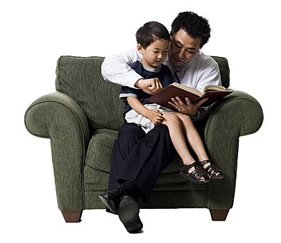父亲,读,故事,儿子