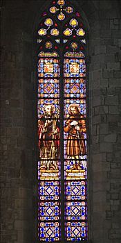 窗户,大教堂,圣玛丽亚大教堂,巴塞罗那,加泰罗尼亚,西班牙,欧洲