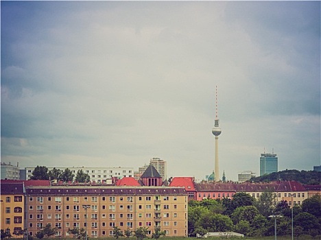 复古,看,电视塔,柏林
