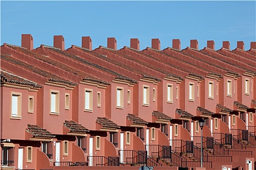 排,红色,住宅,城市化,西班牙