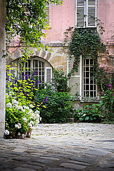 花,建筑,院落,圣徒,巴黎,法国