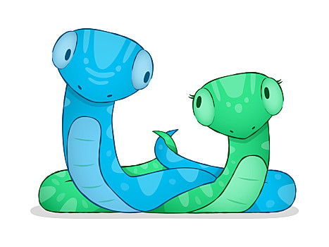 卡通,蛇,象征,新年