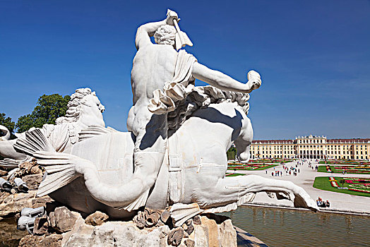 风景,海王星喷泉,宫殿,世界遗产,维也纳,奥地利