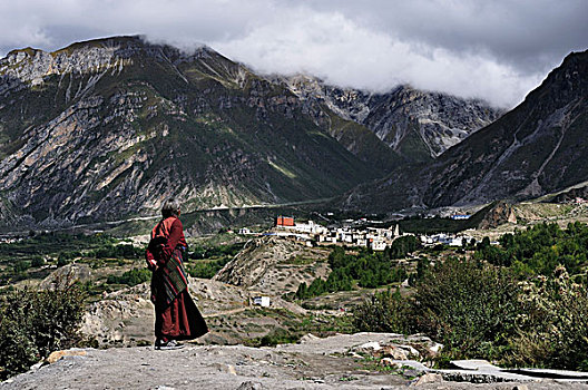 女人,山谷,地区,安娜普纳,保护区,尼泊尔