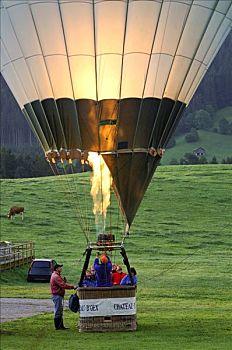 热气球,升空,城堡,瑞士