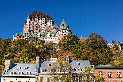 加拿大,魁北克,魁北克城,夫隆特纳克城堡,酒店,建筑,大道,早晨