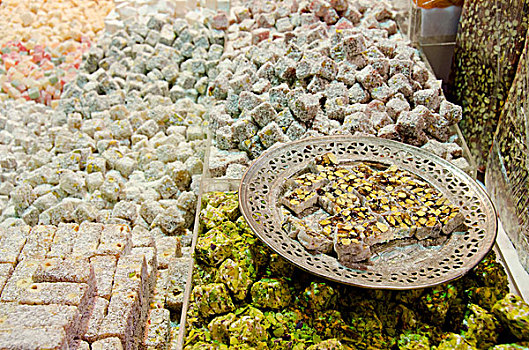 土耳其,伊斯坦布尔,区域,埃及,香料市场,流行,集市,传统,开心果,土耳其快乐糖