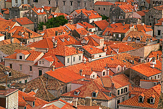 城市,红色,屋顶,房子,杜布罗夫尼克,克罗地亚