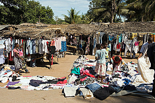 衣服,市场,进口,捐赠,礼物,竞争,裁缝,莫桑比克,非洲