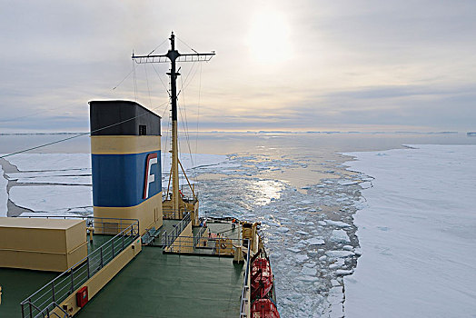 船尾,破冰船,游船,途中,浮冰,雪丘岛,威德尔海,南极半岛,南极