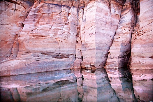 粉色,墙壁,羚羊,狭缝谷,反射,鲍威尔湖,亚利桑那