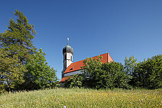 教堂,地塔门兹尔,地区,上巴伐利亚,巴伐利亚,德国,欧洲