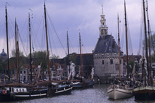 荷兰,港口,老,帆船