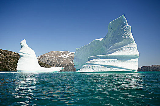 格陵兰,峡湾,大,雕刻,冰山,景色,雪山
