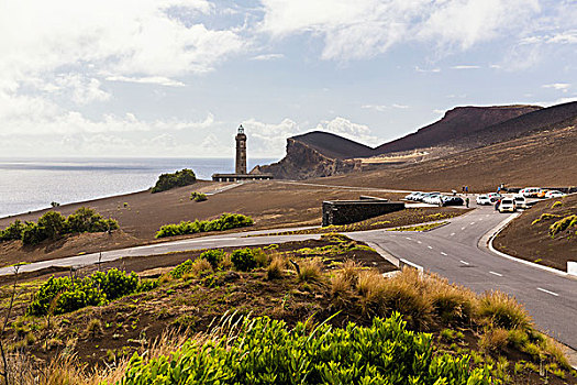 道路,火山,中心,老,灯塔,法亚尔,岛屿,亚速尔群岛,葡萄牙