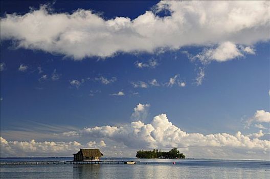 小屋,码头,赖阿特阿岛,法属玻利尼西亚