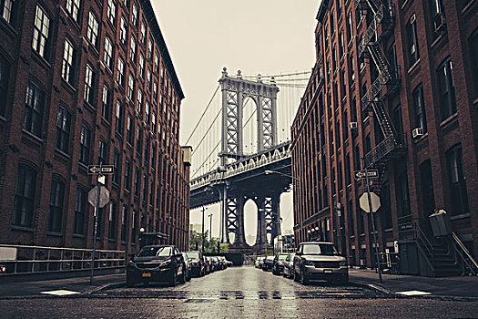 风景,布鲁克林大桥,工业,建筑,纽约,美国