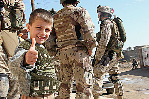 父亲,海军陆战队,伊拉克,军队,军人,儿子,竖大拇指