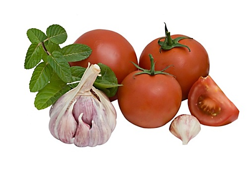 西红柿,薄荷,隔绝,白色背景,背景