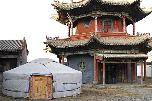 蒙古包,庙宇,博物馆,喇嘛,乌兰巴托,蒙古