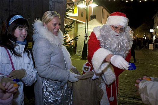 圣诞老人,给,室外,甜食,圣诞市场,黑森州,德国