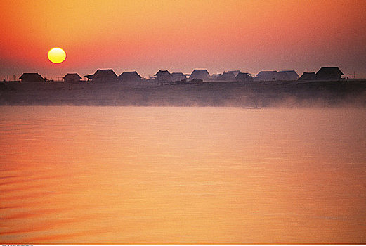 伊洛瓦底江,日出,缅甸