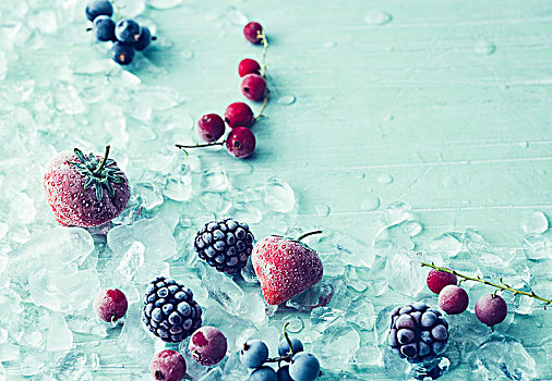 冰冻,夏天,浆果,碎冰