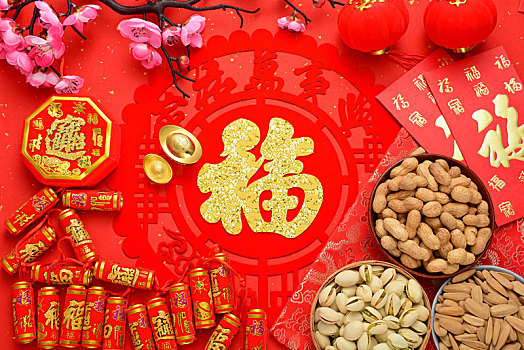 中国传统节日新年春节背景