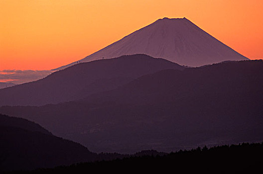日出,上方,富士山,日本