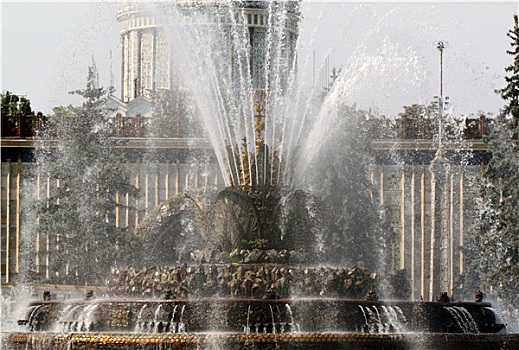 漂亮,喷泉,莫斯科,展示