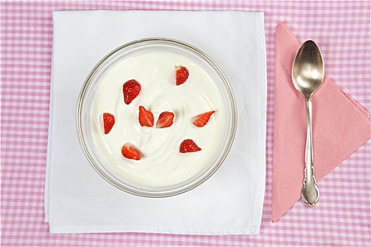 碗,草莓,酸奶