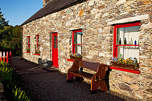 石头,屋舍,红色,门,窗户,凯瑞郡,爱尔兰