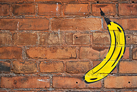 涂鸦,香蕉,砖墙