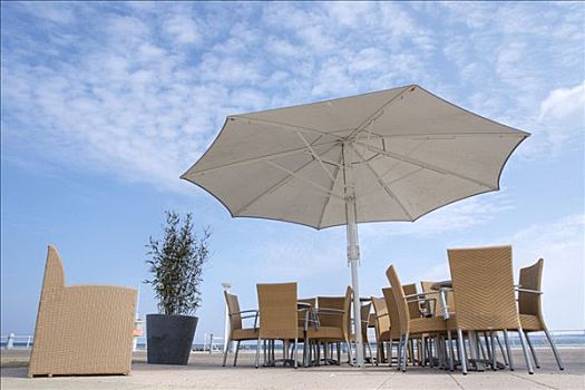 桌子,椅子,伞,海滩,散步场所,石荷州,德国