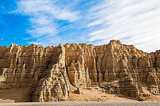 新疆,罗布泊,雅丹地貌,沙漠,沙岩,蓝天