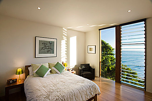 卧室,玻璃窗,通风,河,维多利亚,澳大利亚,建筑师,洞穴,2008年