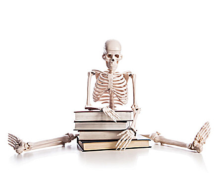 骨骼,书本,隔绝,白色背景