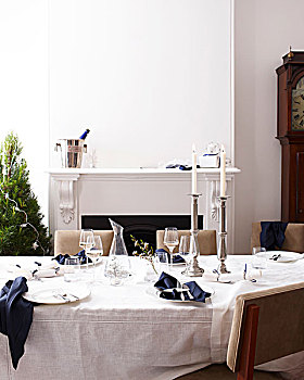餐桌,优雅,圣诞晚餐