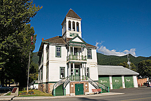 市政厅,1898年,塞尔扣克山,靠近,库特尼,湖,不列颠哥伦比亚省,加拿大