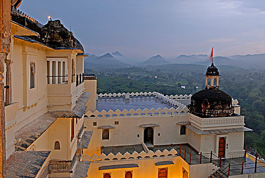 宫殿,酒店,季风,靠近,乌代浦尔,拉贾斯坦邦,印度,亚洲
