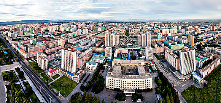 朝鲜首都平壤市鸟瞰