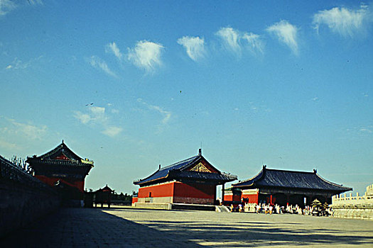 1983年9月北京东城区天坛公园天坛公园全景原片135反转片