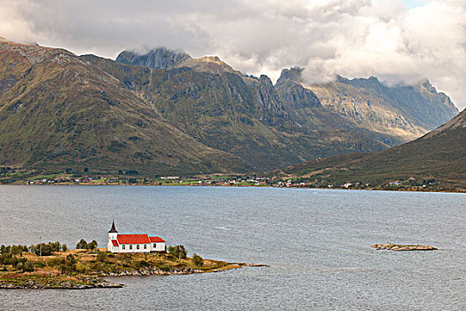 小教堂,靠近,罗弗敦群岛,挪威,欧洲