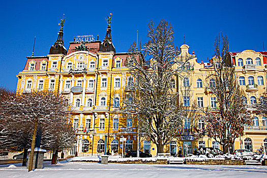 装饰,酒店,建筑,冬天,捷克共和国,欧洲