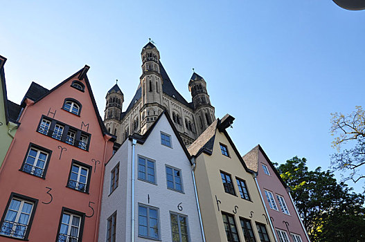 德国,科隆,彩色,建筑,房子,老城