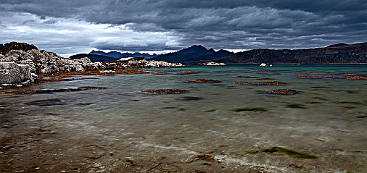 苏格兰,高地,全景,岸边,小船,停泊,湖,斯凯岛