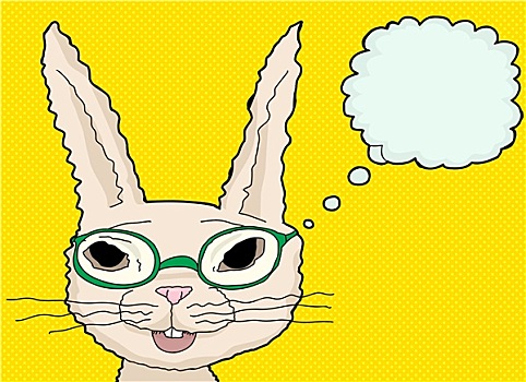 高兴,兔子,绿色,眼镜