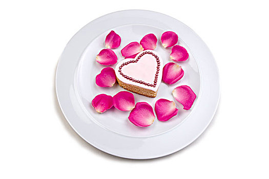 迷你,情人节,蛋糕,玫瑰花瓣